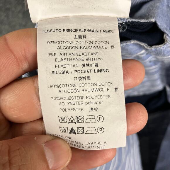 Corneliani Dress Pants Men's Size 52 Navy Slim Cotton Fit Formal Tailored Wash - Picture 4 of 12